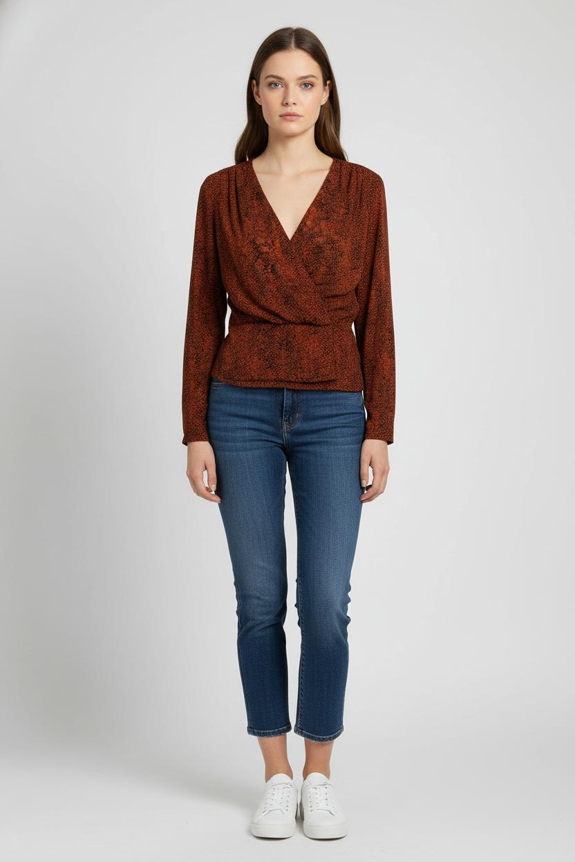 Blouse Cache-Cœur Bordeaux - Taille XL/42 de la marque Kookai | PARAD105282 - Vendu par Paradigme - Image 1
