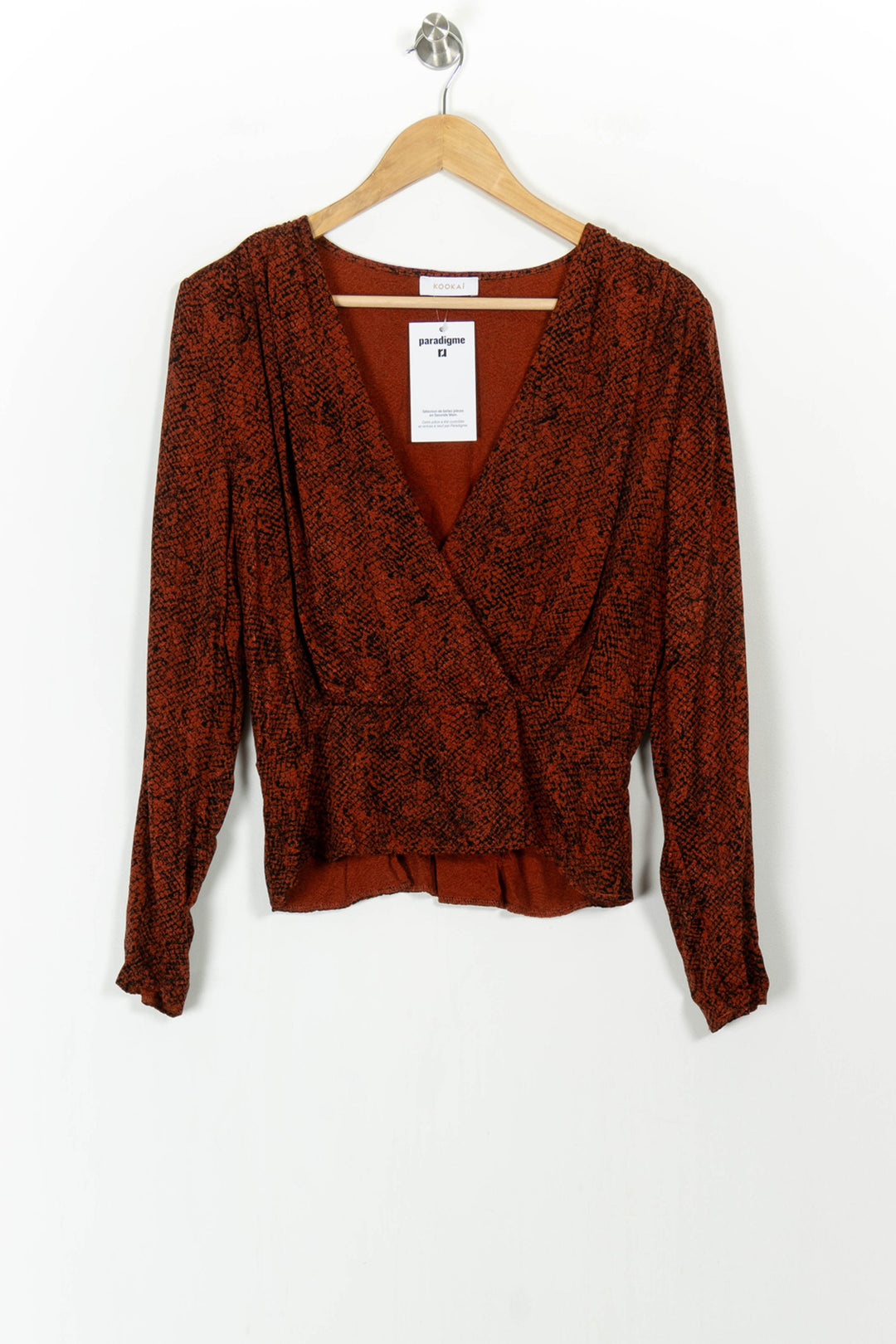 Blouse Cache-Cœur Bordeaux - Taille XL/42 de la marque Kookai | PARAD105282 - Vendu par Paradigme - Image 2