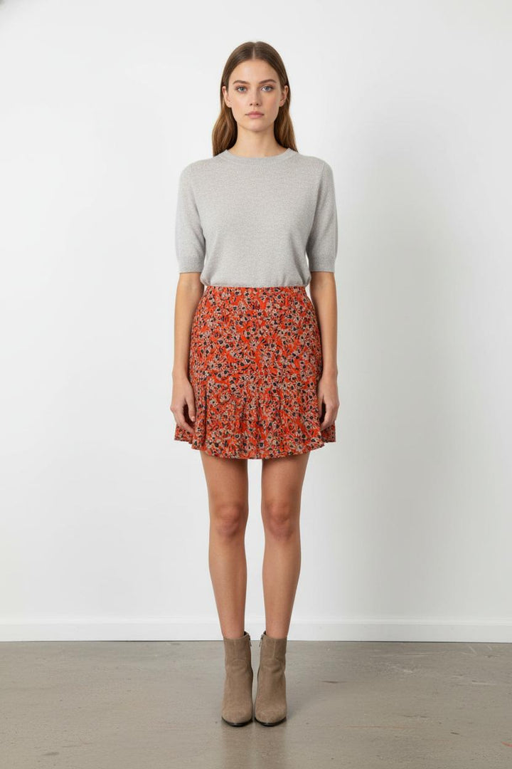 Jupe Fleurie Orange et Beige - Taille XL/42 de la marque Kookai | PARAD105288 - Vendu par Paradigme - Image 1