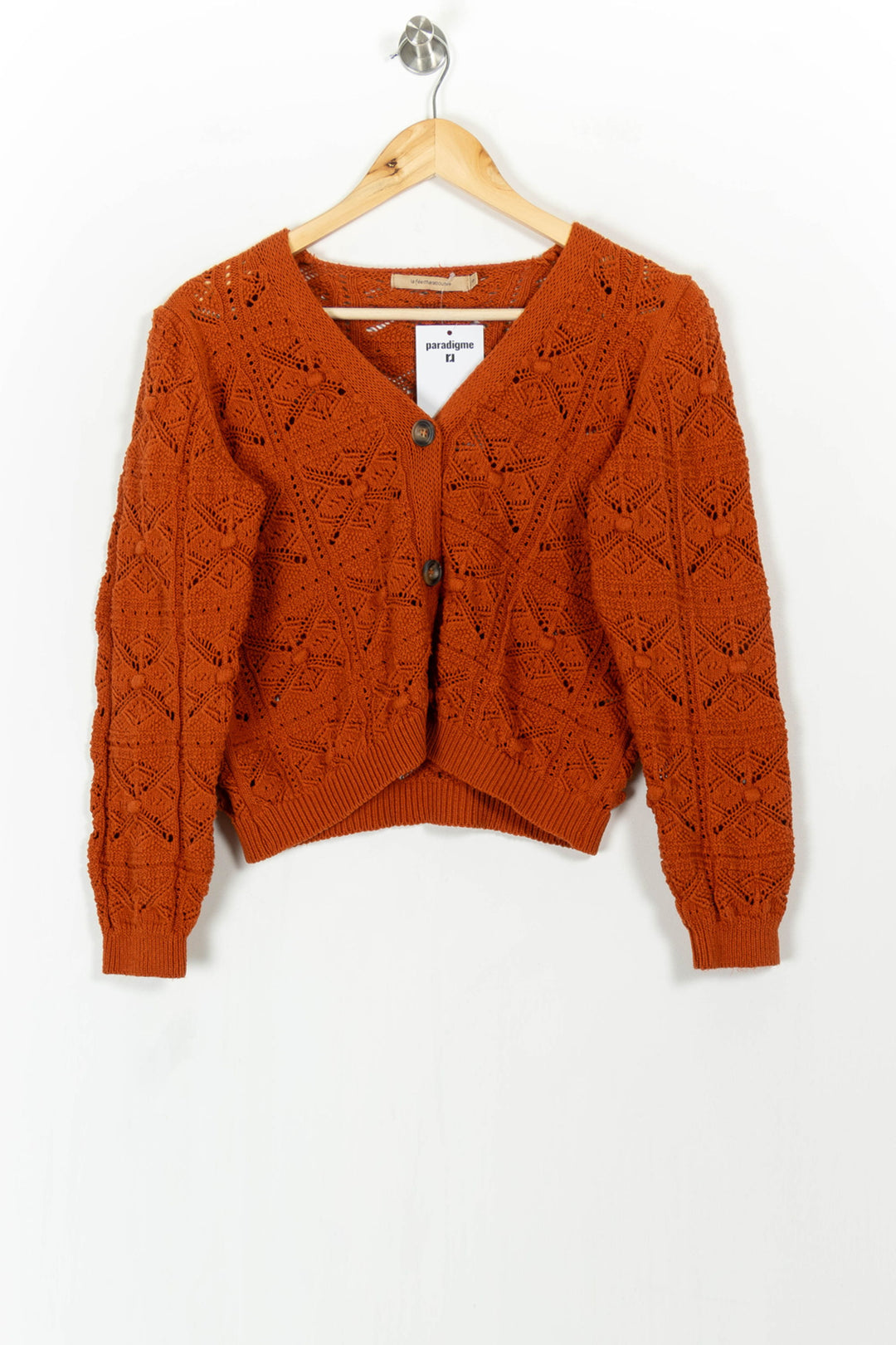 Cardigan Orange - Taille S/36 de la marque La Fée Maraboutée | PARAD105290 - Vendu par Paradigme - Image 2