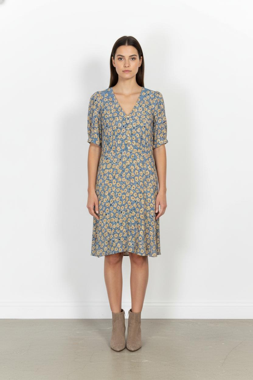 Robe Fleurie Bleue et Jaune - Taille L/40 de la marque Pablo | PARAD105306 - Vendu par Paradigme - Image 1
