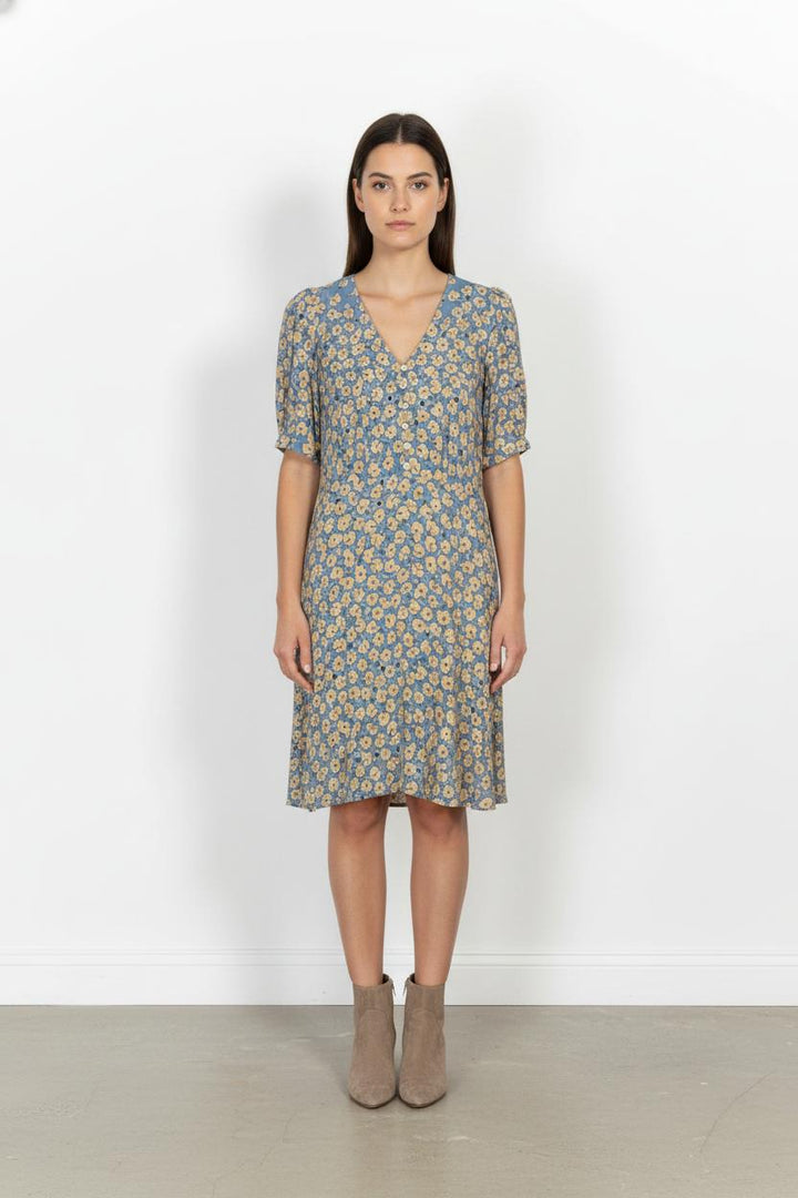 Robe Fleurie Bleue et Jaune - Taille L/40 de la marque Pablo | PARAD105306 - Vendu par Paradigme - Image 1