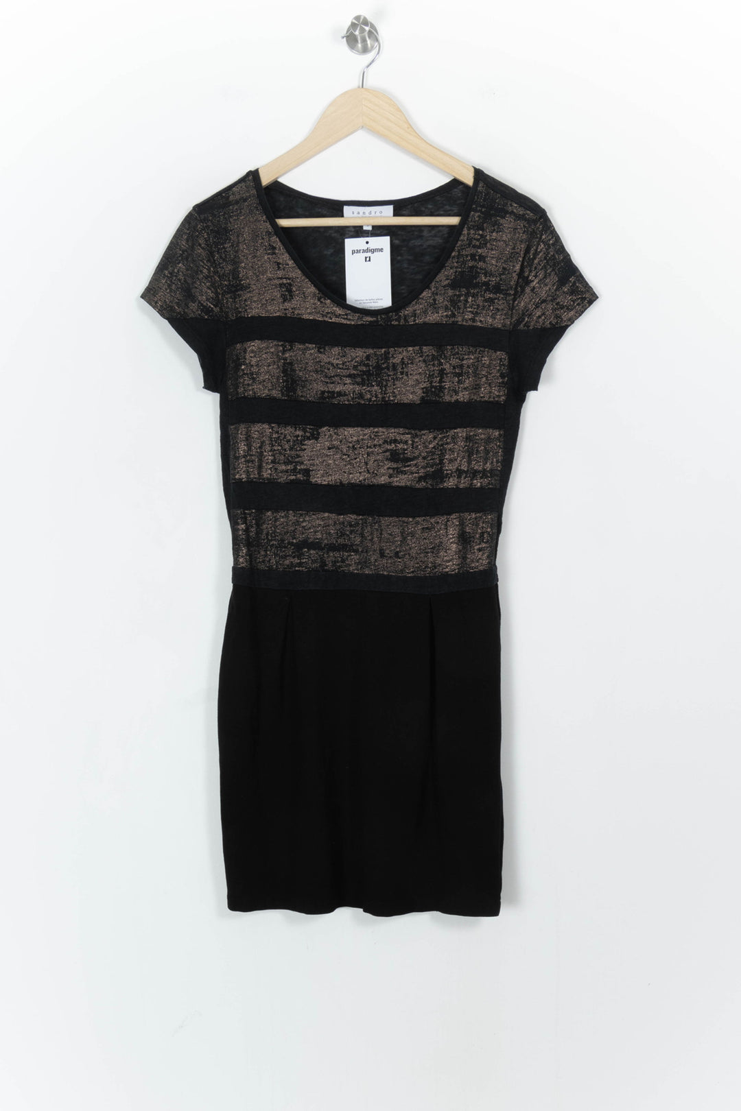 Robe Courte Noire et Dorée - Taille L/40 de la marque Sandro | PARAD105307 - Vendu par Paradigme - Image 2