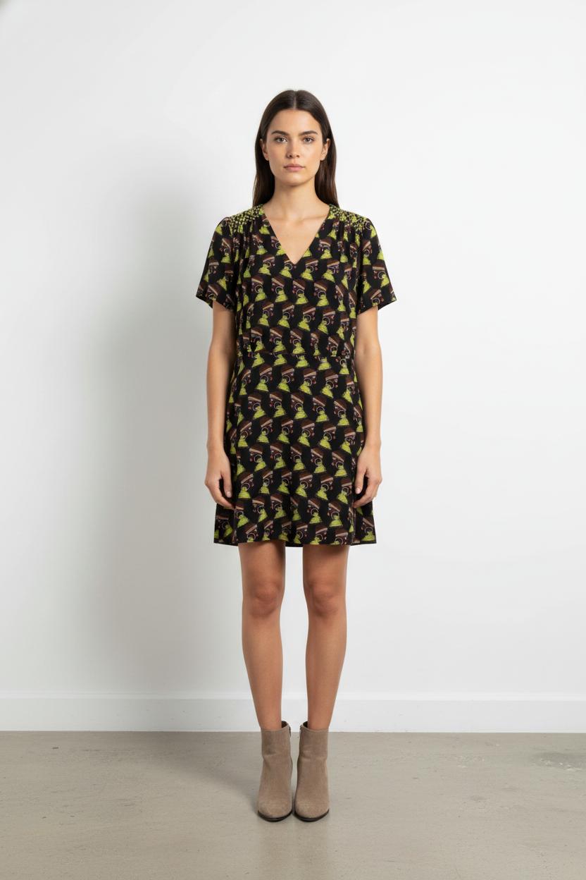 Robe Courte Noire et Verte - Taille M/38 de la marque Bimba y Lola | PARAD105308 - Vendu par Paradigme - Image 1