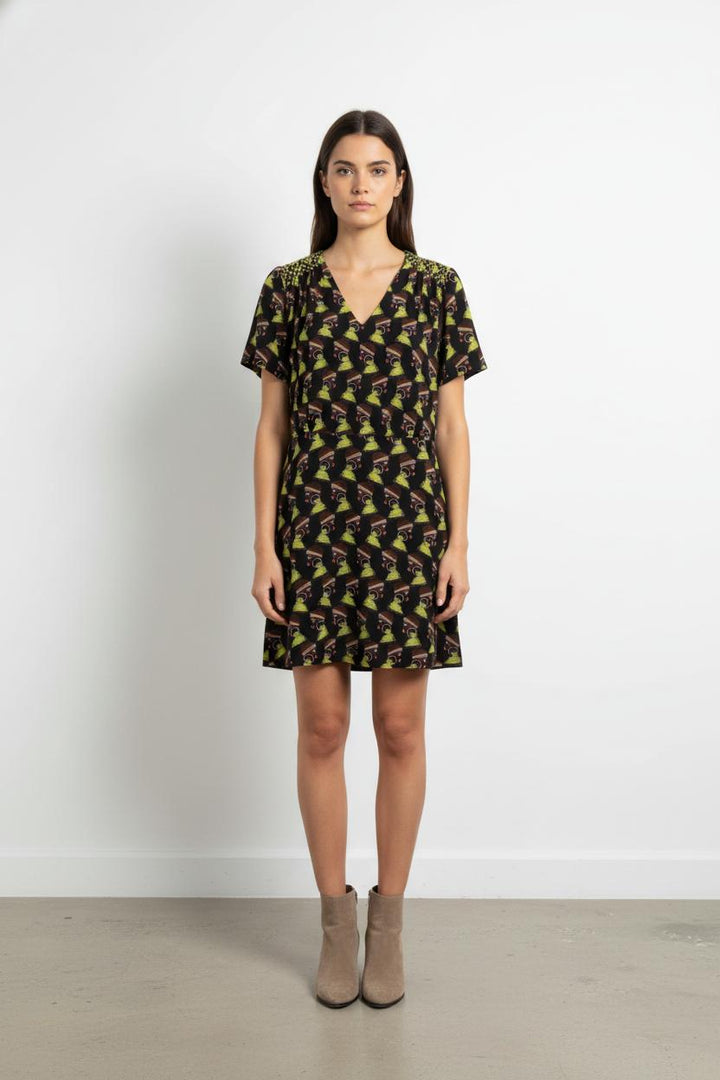 Robe Courte Noire et Verte - Taille M/38 de la marque Bimba y Lola | PARAD105308 - Vendu par Paradigme - Image 1