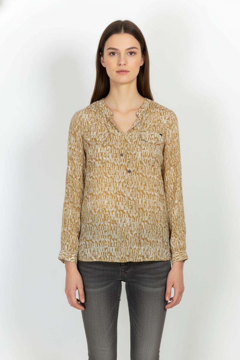 Blouse Beige et Blanche - Taille S/36 de la marque IKKS | PARAD105312 - Vendu par Paradigme - Image 1