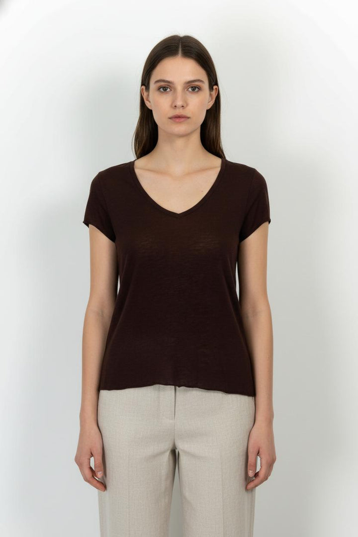 Tee-shirt Bordeaux - Taille S/36 de la marque American Vintage | PARAD105347 - Vendu par Paradigme - Image 1