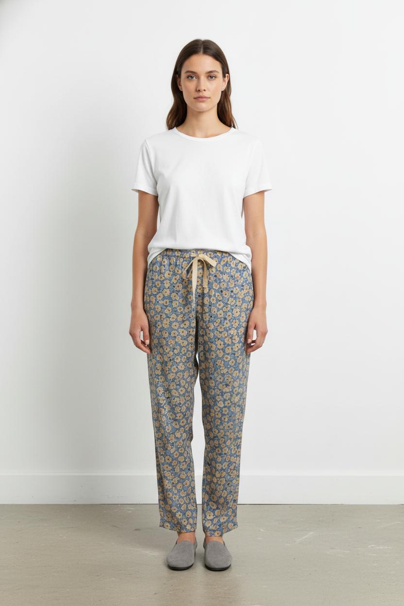 Pantalon Fleuri Bleu et Beige - Taille M/38 de la marque Pablo | PARAD105350 - Vendu par Paradigme - Image 1