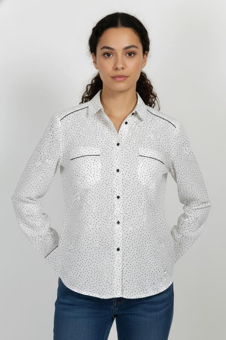 Chemise Blanche et Noire - Taille M/38 de la marque Caroll | PARAD105369 - Vendu par Paradigme - Image 1