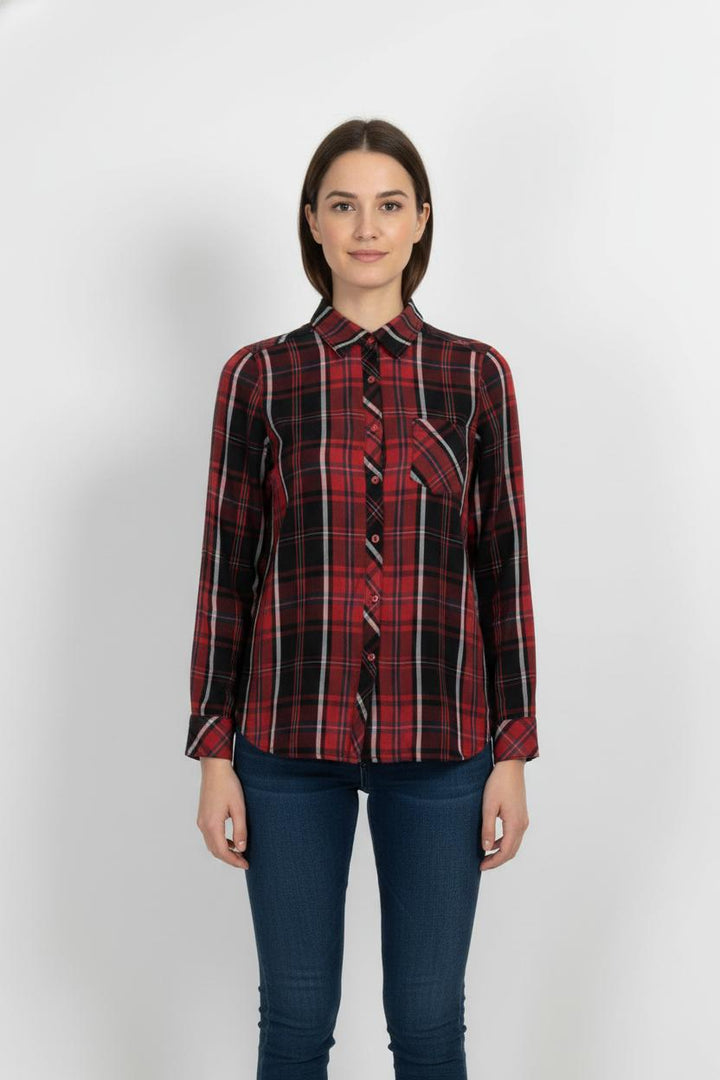 Chemise à Carreaux Rouge et Noire - Taille S/36 de la marque Maje | PARAD105379 - Vendu par Paradigme - Image 1