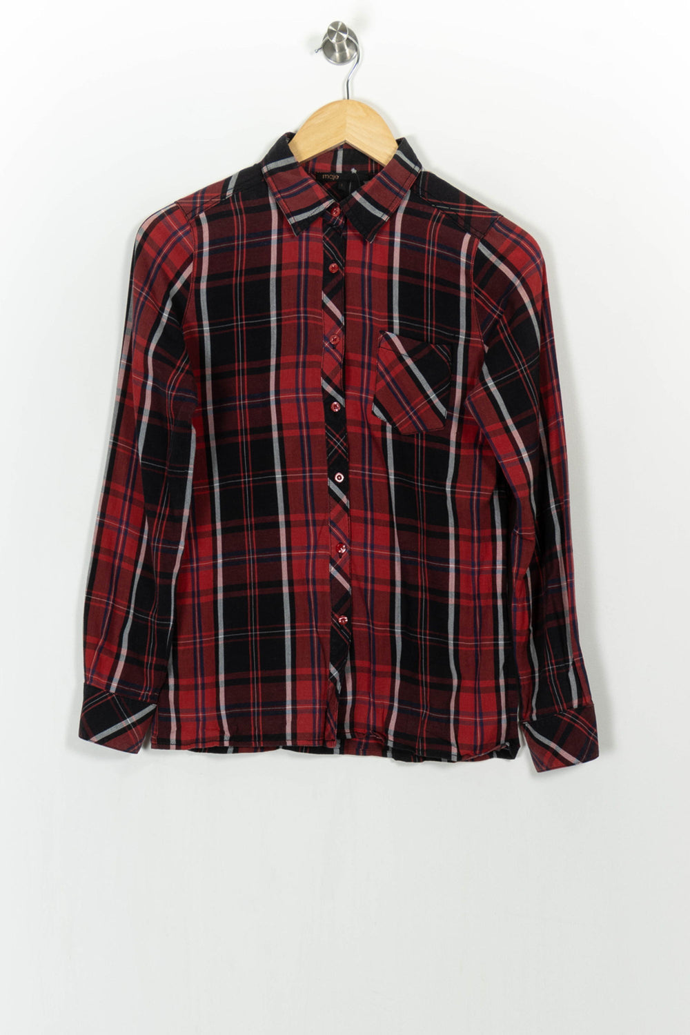 Chemise à Carreaux Rouge et Noire - Taille S/36 de la marque Maje | PARAD105379 - Vendu par Paradigme - Image 2