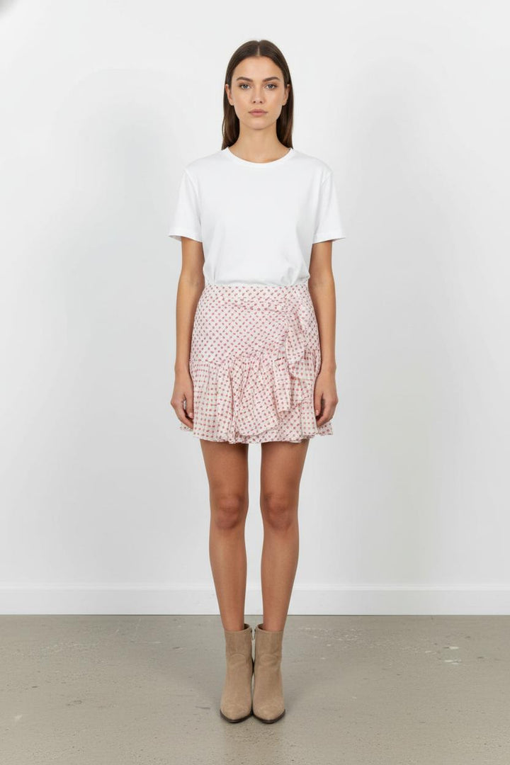 Jupe Volantée Blanche et Rouge - Taille M/38 de la marque Claudie Pierlot | PARAD105387 - Vendu par Paradigme - Image 1