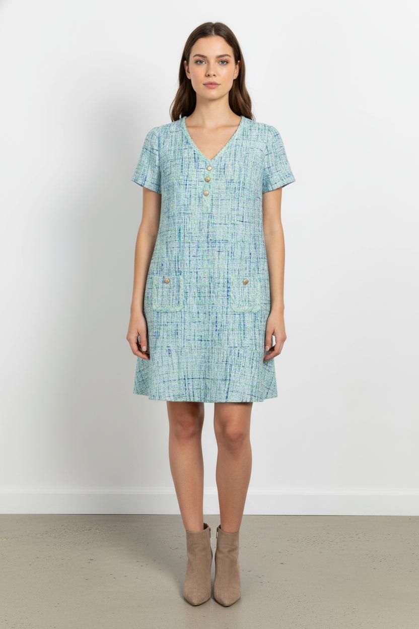 Robe Courte Bleue et Verte - Taille XXL/44 de la marque Weill | PARAD105391 - Vendu par Paradigme - Image 1