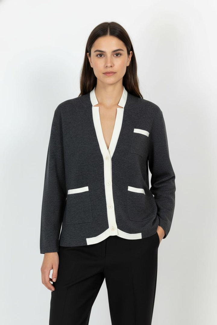 Cardigan Gris et Blanc - Taille XL/42 de la marque Rodier | PARAD105393 - Vendu par Paradigme - Image 1