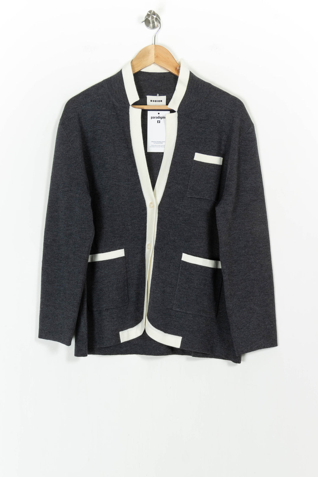Cardigan Gris et Blanc - Taille XL/42 de la marque Rodier | PARAD105393 - Vendu par Paradigme - Image 2