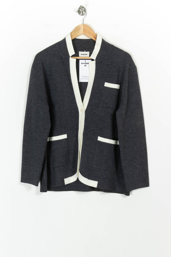 Cardigan Gris et Blanc - Taille XL/42 de la marque Rodier | PARAD105393 - Vendu par Paradigme - Image 2