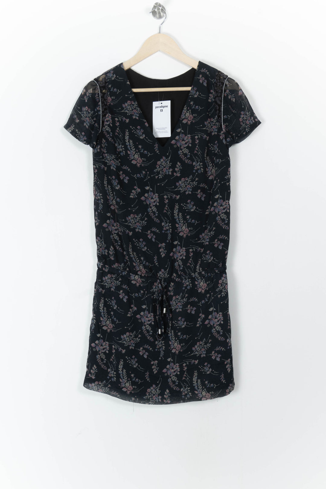 Robe Fluide Noire et Fleurie - Taille M/38 de la marque IKKS | PARAD105422 - Vendu par Paradigme - Image 2