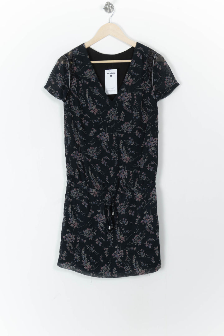 Robe Fluide Noire et Fleurie - Taille M/38 de la marque IKKS | PARAD105422 - Vendu par Paradigme - Image 2