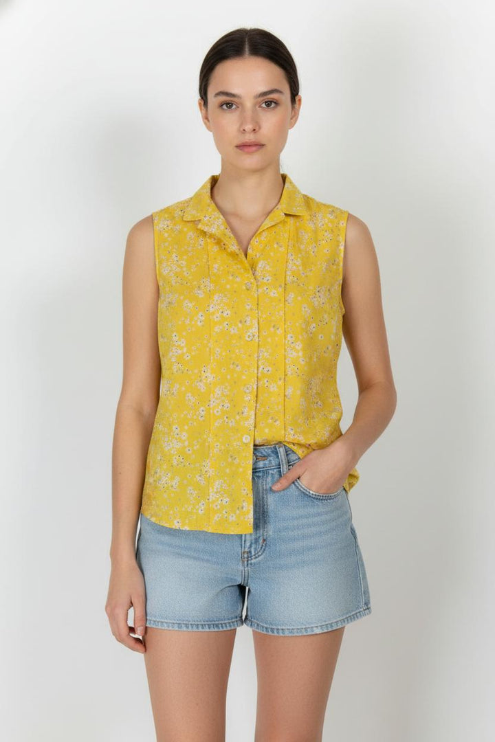 Chemisier Sans Manches Jaune - Taille L/40 de la marque Comptoir des Cotonniers | PARAD105451 - Vendu par Paradigme - Image 1