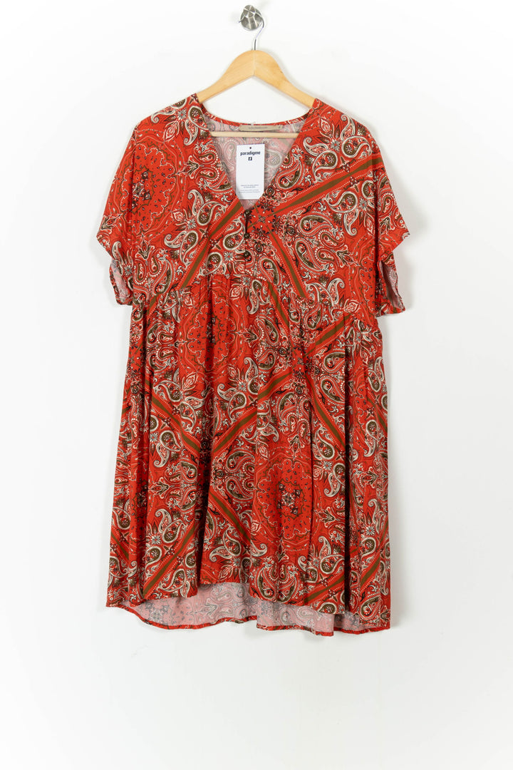 Robe Orange et Beige - Taille XXL/44 de la marque La Fée Maraboutée | PARAD105453 - Vendu par Paradigme - Image 2