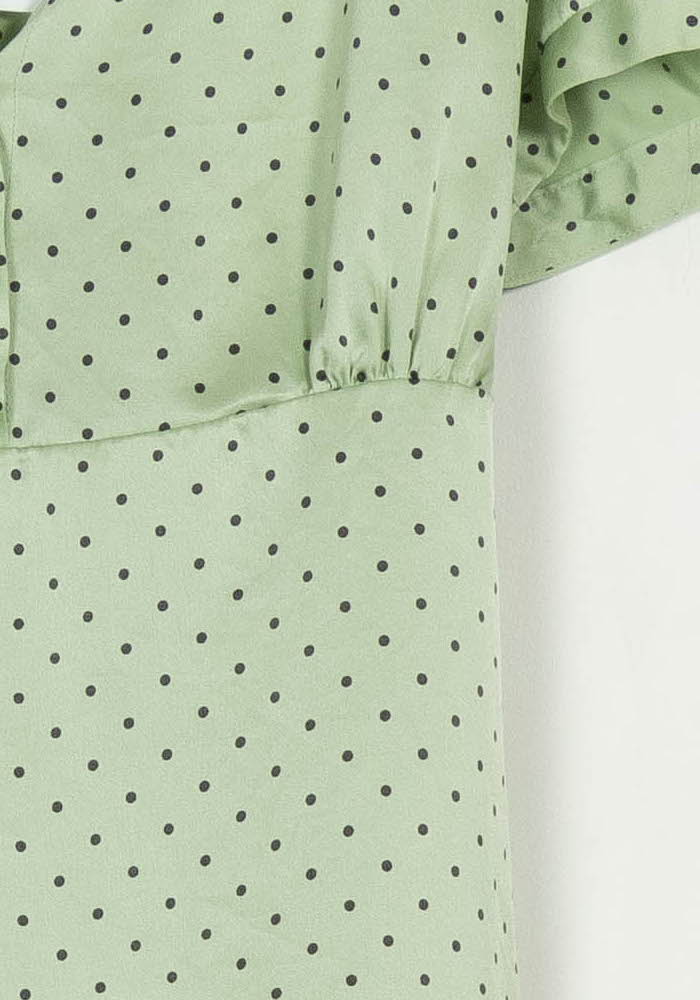 Robe Courte Verte à Pois Noirs - Taille L/40 de la marque Agnès b. | PARAD105461 - Vendu par Paradigme - Image 3