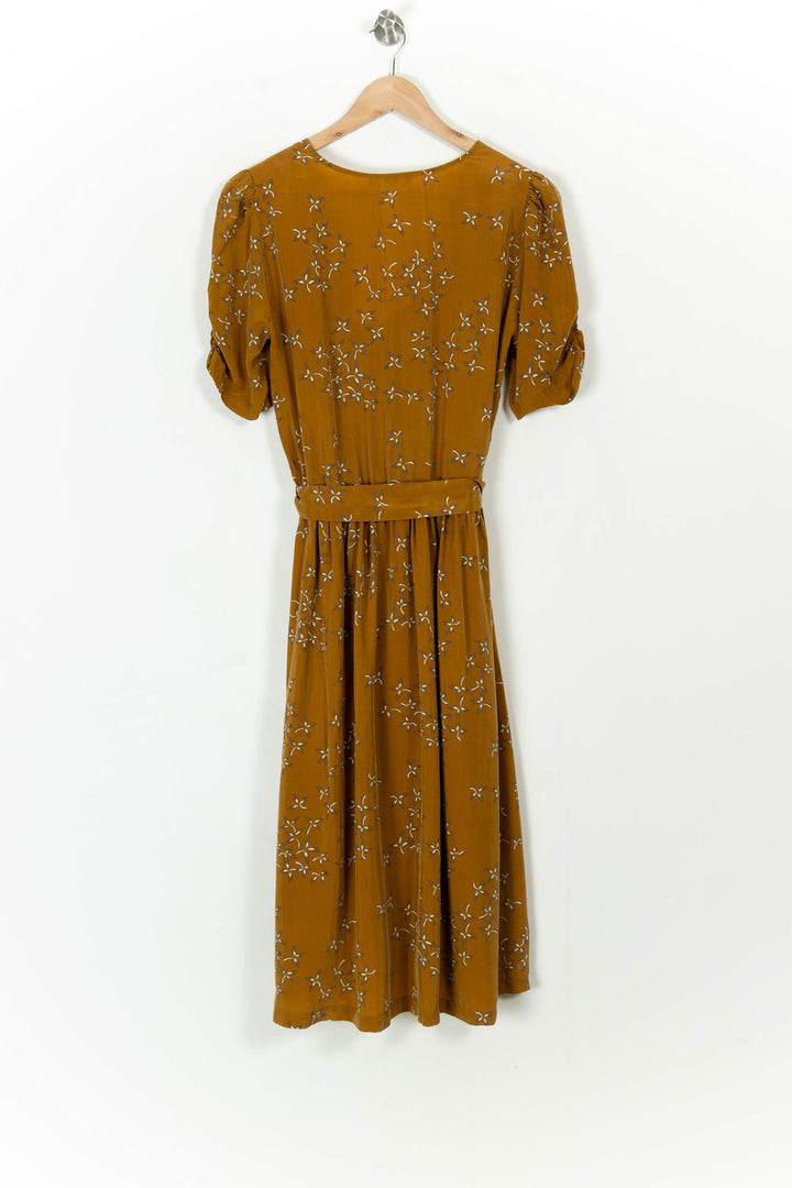 Robe Midi Fleurie Marron - Taille XL/42 de la marque Sessùn | PARAD105482 - Vendu par Paradigme - Image 4