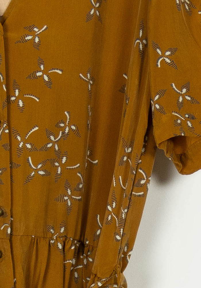 Robe Midi Fleurie Marron - Taille XL/42 de la marque Sessùn | PARAD105482 - Vendu par Paradigme - Image 3