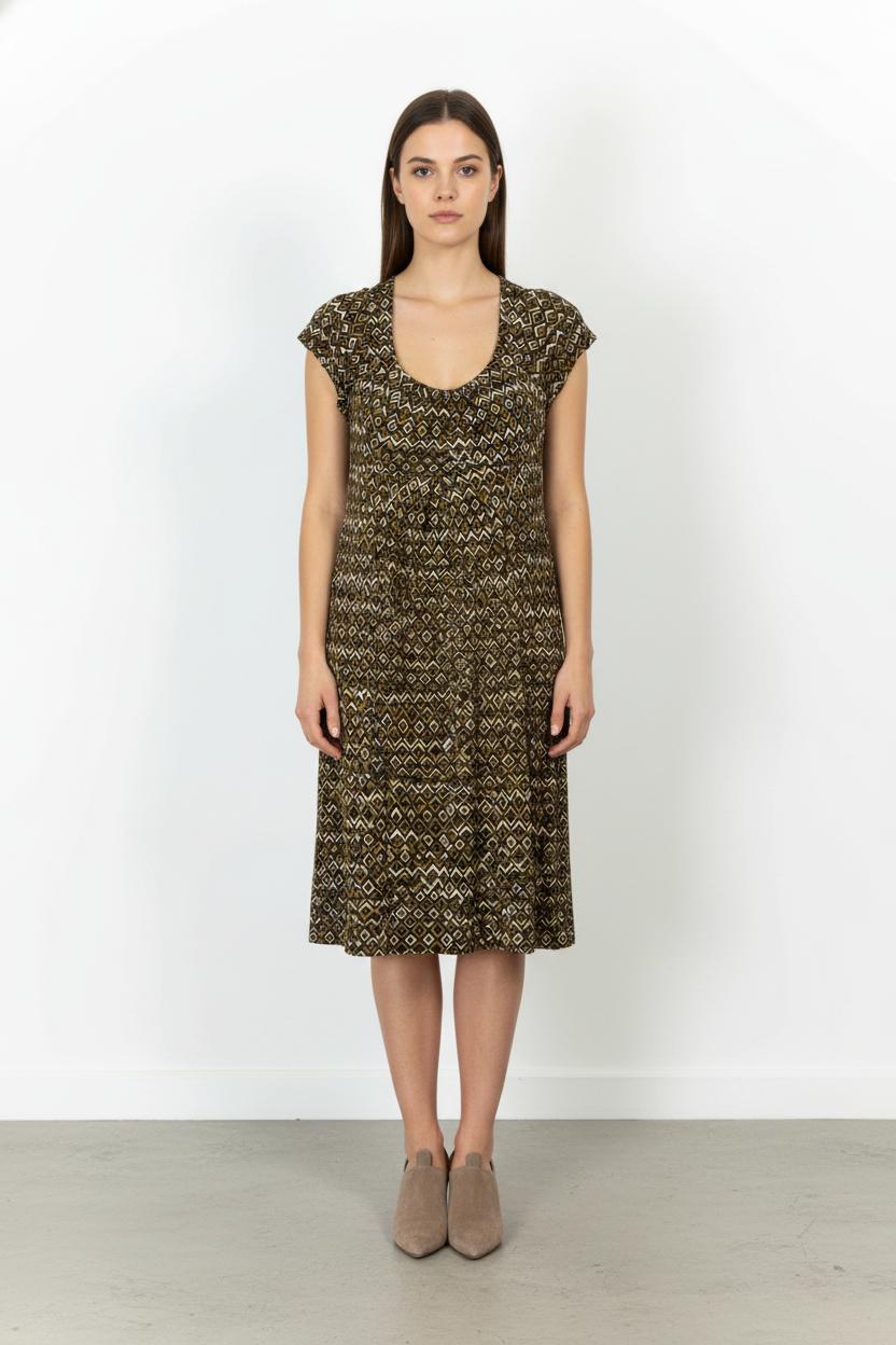 Robe imprimée beige et marron - Taille L/40 de la marque Weekend Max Mara | PARAD105483 - Vendu par Paradigme - Image 1