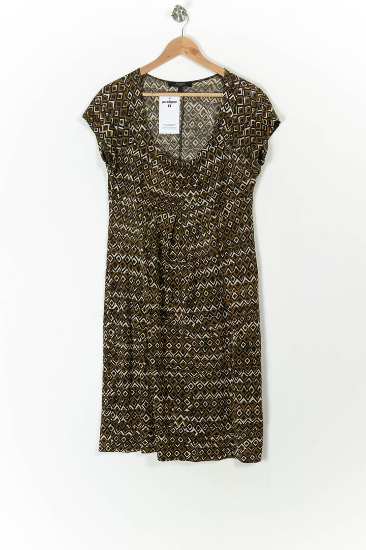 Robe imprimée beige et marron - Taille L/40 de la marque Weekend Max Mara | PARAD105483 - Vendu par Paradigme - Image 2
