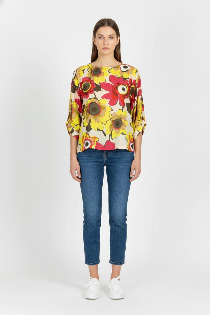 Blouse Jaune et Rouge - Taille S/36 de la marque Indies | PARAD105485 - Vendu par Paradigme - Image 1