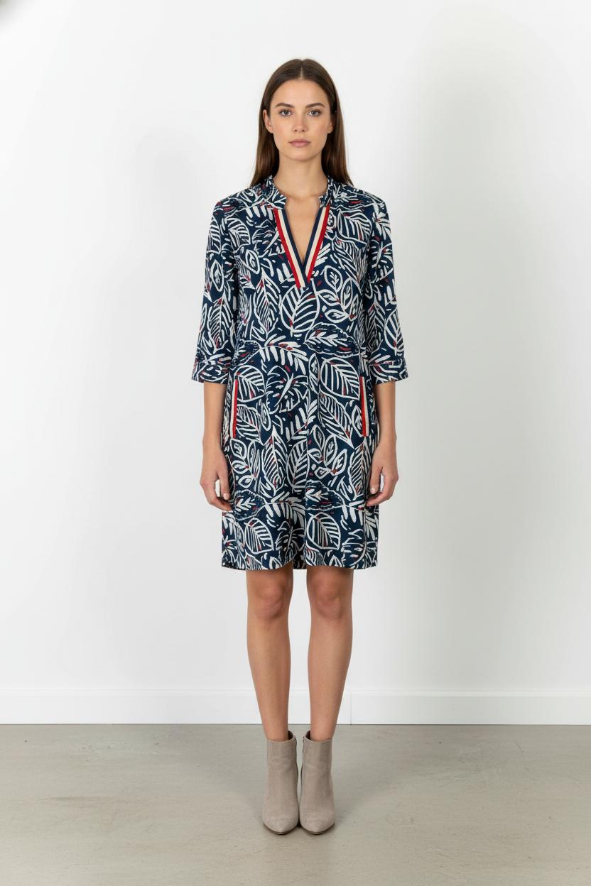 Robe Droite Bleu et Blanc - Taille XL/42 de la marque Indies | PARAD105491 - Vendu par Paradigme - Image 1