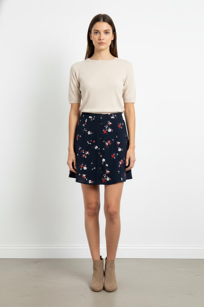 Jupe Évasée Bleu Marine et Rouge - Taille M/38 de la marque I.Code | PARAD105498 - Vendu par Paradigme - Image 1
