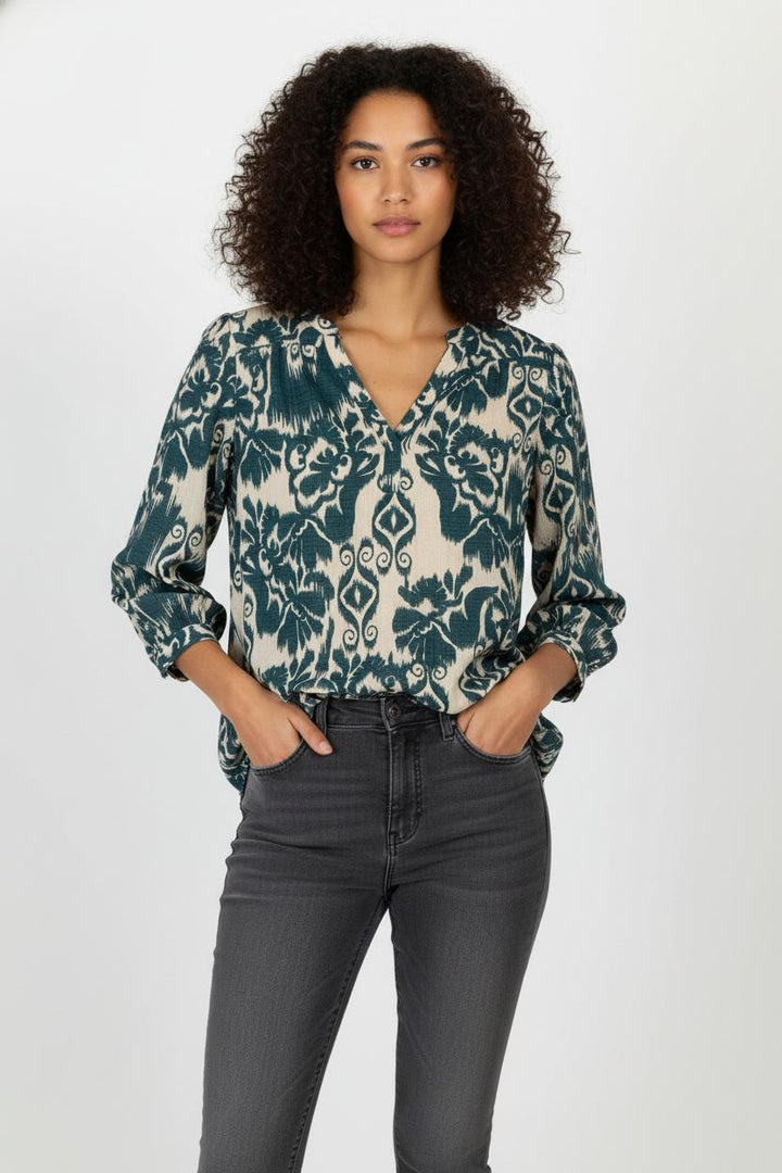 Blouse Écrue et Verte - Taille L/40 de la marque Maison 123 | PARAD105499 - Vendu par Paradigme - Image 1