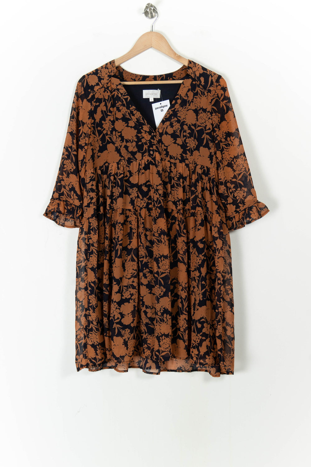 Robe Courte Noire et Marron - Taille M/38 de la marque Grace & Mila | PARAD105501 - Vendu par Paradigme - Image 2