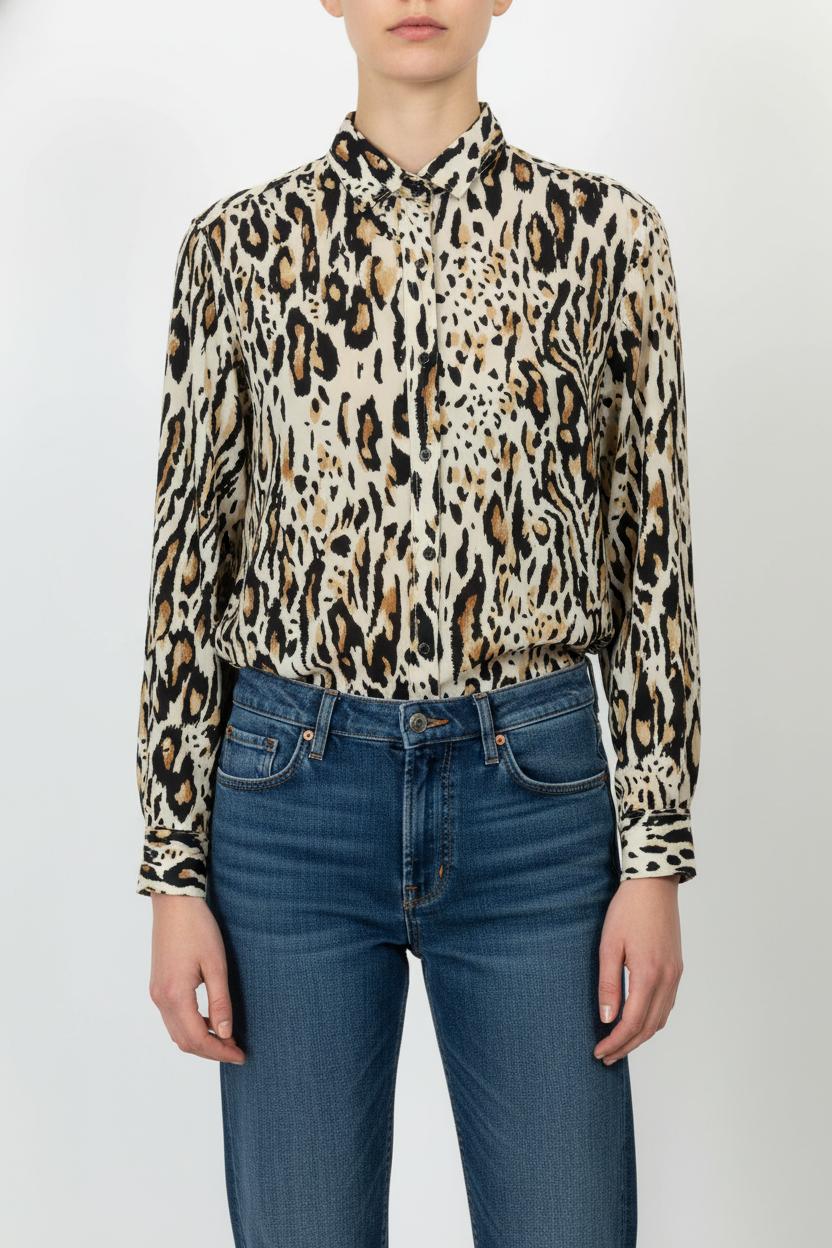Chemise Léopard Beige et Noir - Taille L/40 de la marque Gerard Darel | PARAD105521 - Vendu par Paradigme - Image 1