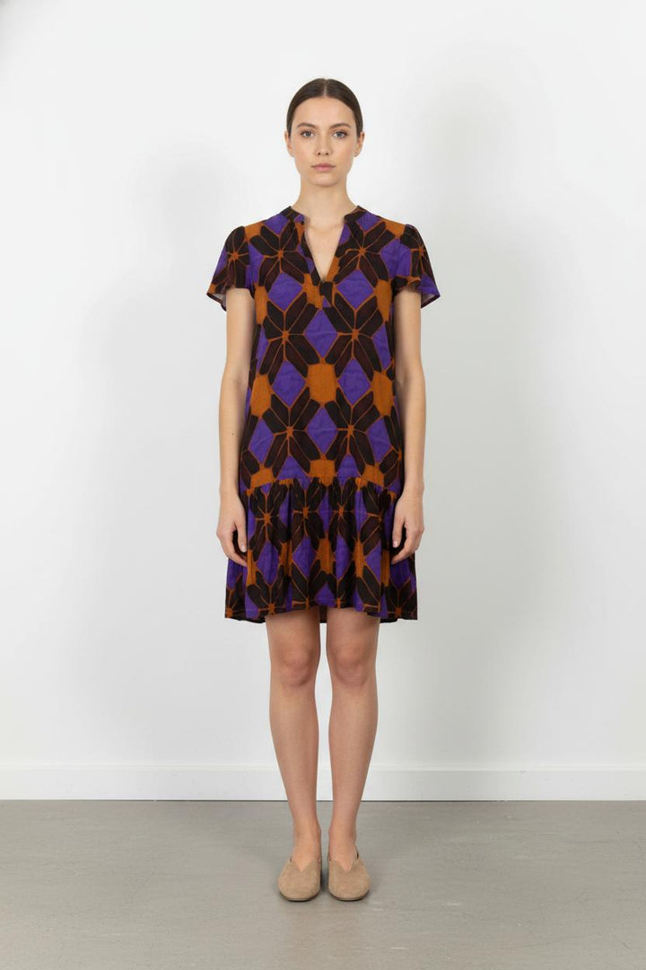 Robe Courte Violette et Marron - Taille L/40 de la marque La Fée Maraboutée | PARAD105539 - Vendu par Paradigme - Image 1