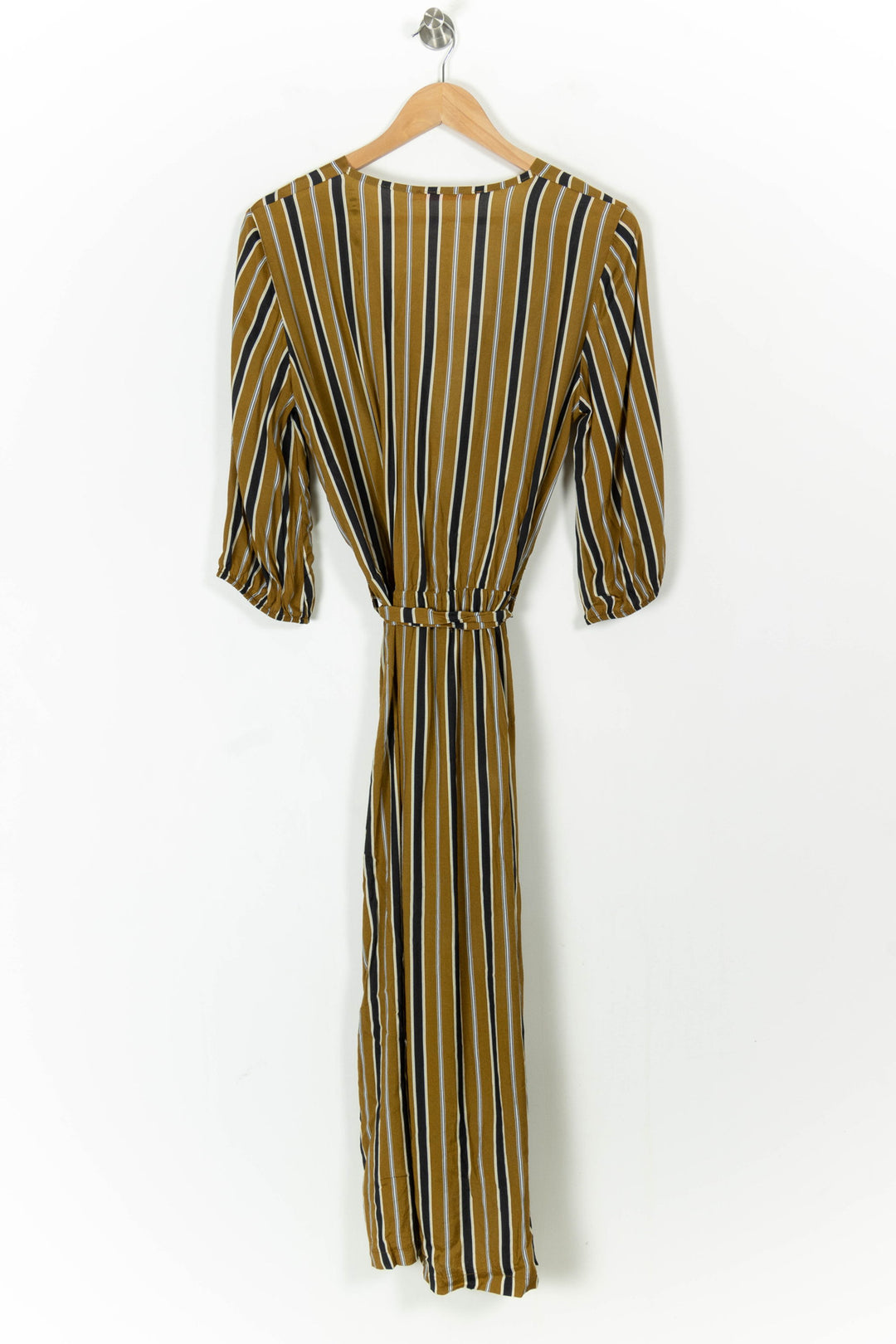 Robe Longue Rayée Moutarde et Noire - Taille L/40 de la marque La Fée Maraboutée | PARAD105548 - Vendu par Paradigme - Image 4