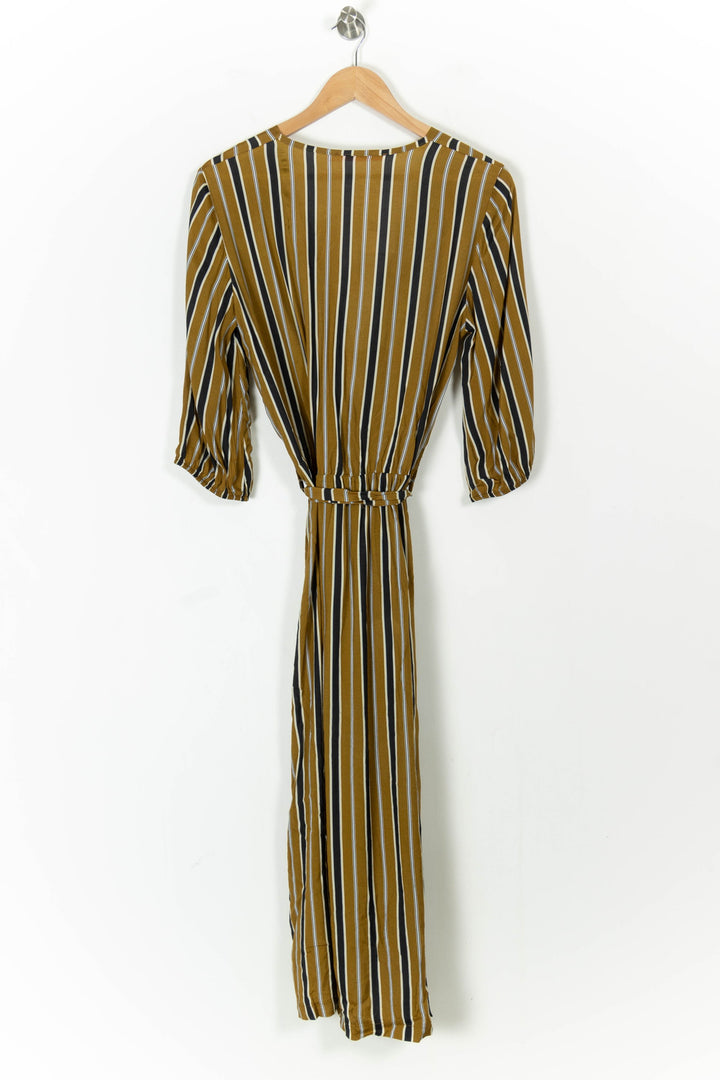 Robe Longue Rayée Moutarde et Noire - Taille L/40 de la marque La Fée Maraboutée | PARAD105548 - Vendu par Paradigme - Image 4