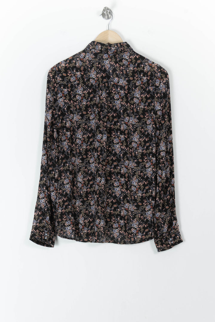 Chemise Fleurie Noire et Bleue - Taille M/38 de la marque Kookai | PARAD105562 - Vendu par Paradigme - Image 4