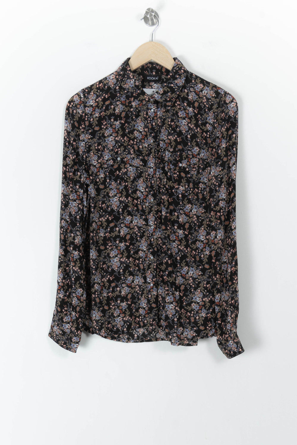 Chemise Fleurie Noire et Bleue - Taille M/38 de la marque Kookai | PARAD105562 - Vendu par Paradigme - Image 2