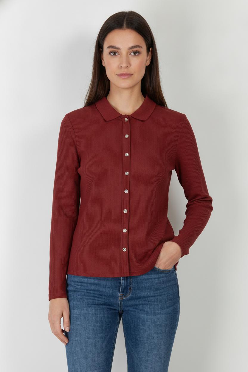 Chemise Bordeaux - Taille L/40 de la marque Caroll | PARAD105580 - Vendu par Paradigme - Image 1