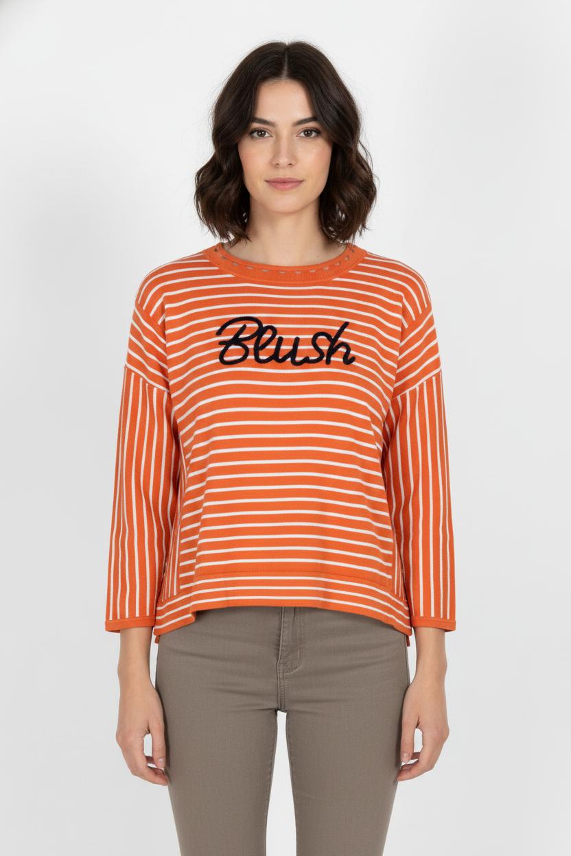 Marinière Orange et Blanche - Taille S/36 de la marque One Step | PARAD105599 - Vendu par Paradigme - Image 1