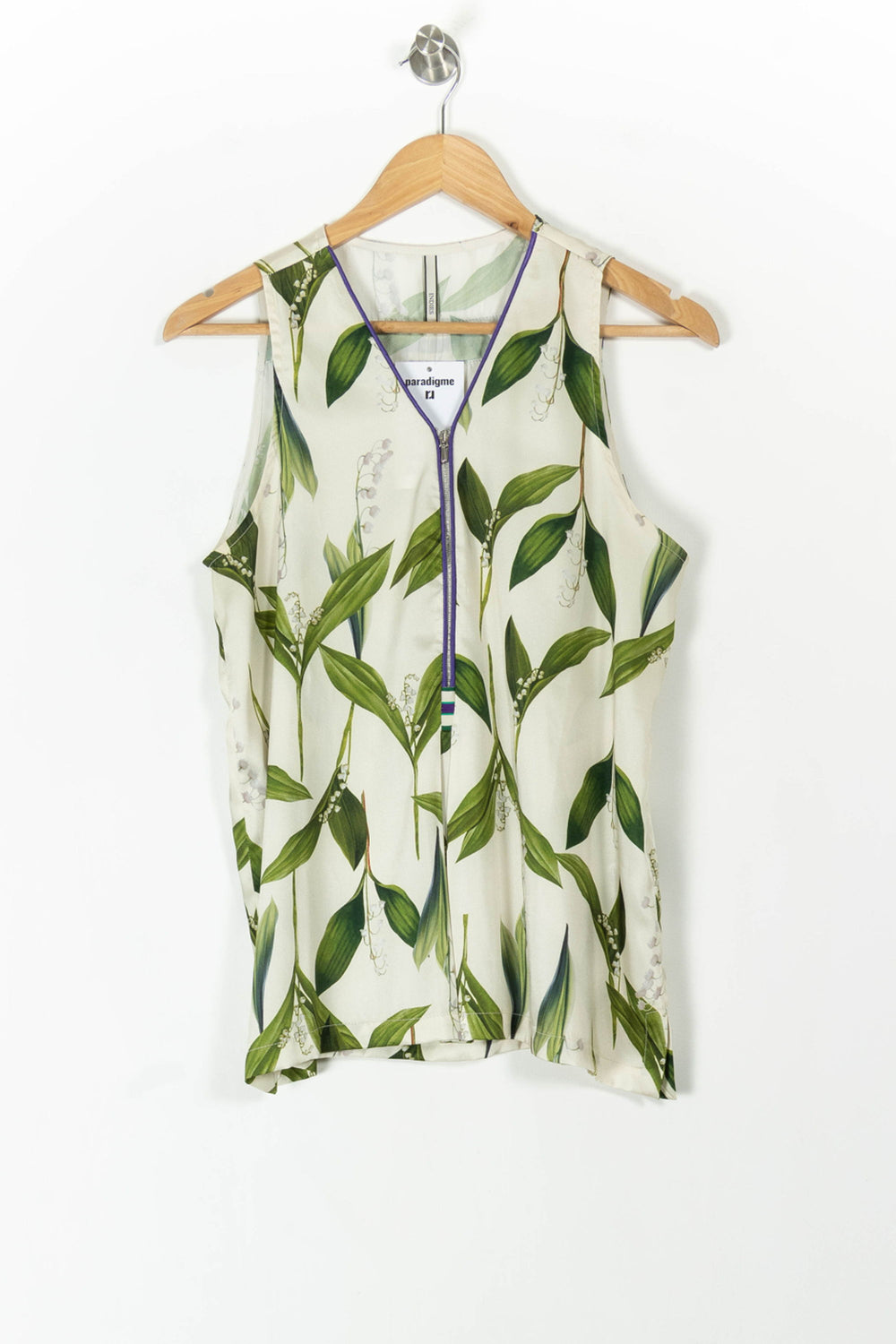 Blouse Sans Manches Blanche et Verte - Taille M/38 de la marque Indies | PARAD105606 - Vendu par Paradigme - Image 2