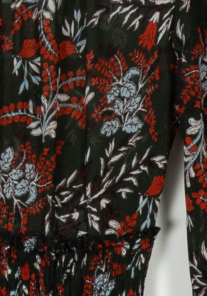 Robe Fleurie Verte et Rouge - Taille S/36 de la marque Maje | PARAD105630 - Vendu par Paradigme - Image 3