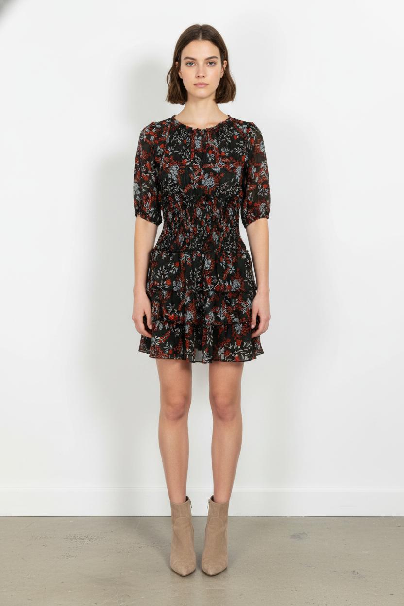 Robe Fleurie Verte et Rouge - Taille S/36 de la marque Maje | PARAD105630 - Vendu par Paradigme - Image 1