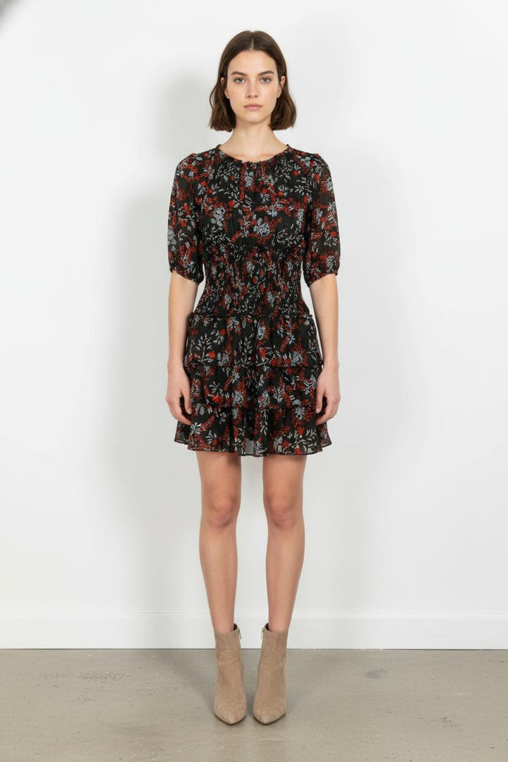 Robe Fleurie Verte et Rouge - Taille S/36 de la marque Maje | PARAD105630 - Vendu par Paradigme - Image 1