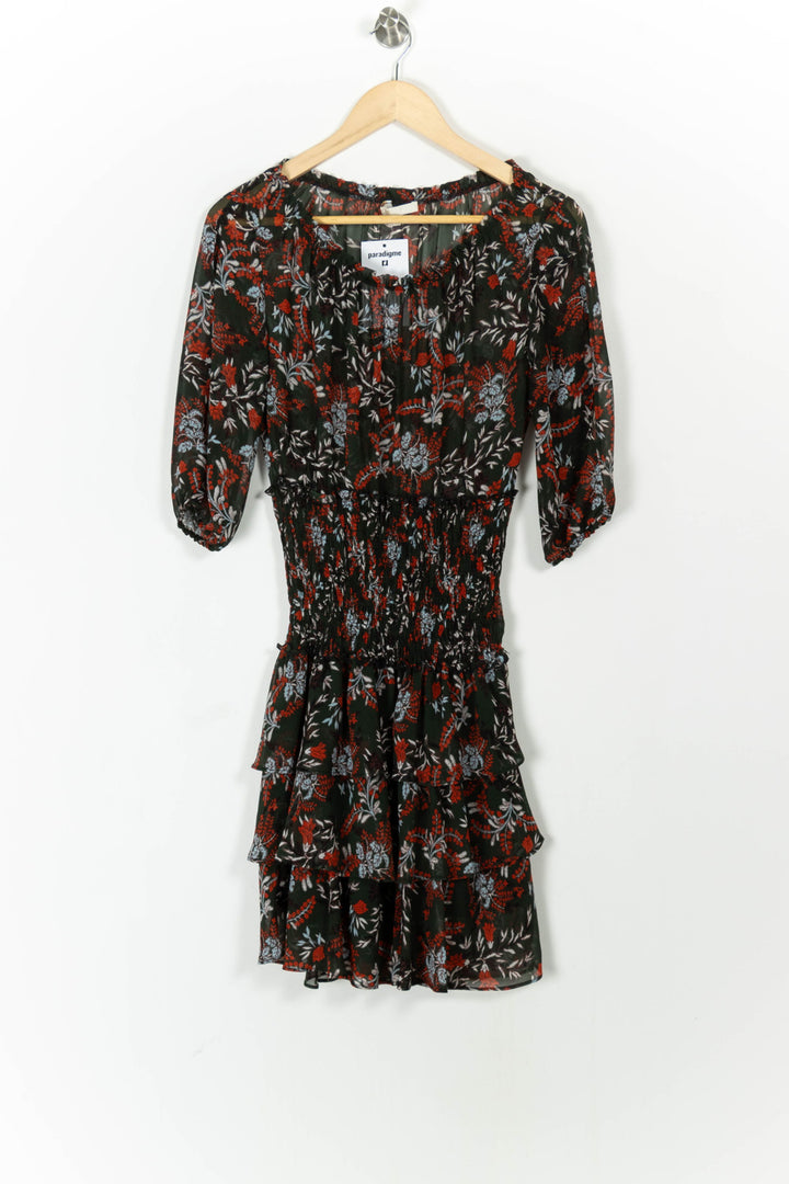 Robe Fleurie Verte et Rouge - Taille S/36 de la marque Maje | PARAD105630 - Vendu par Paradigme - Image 2