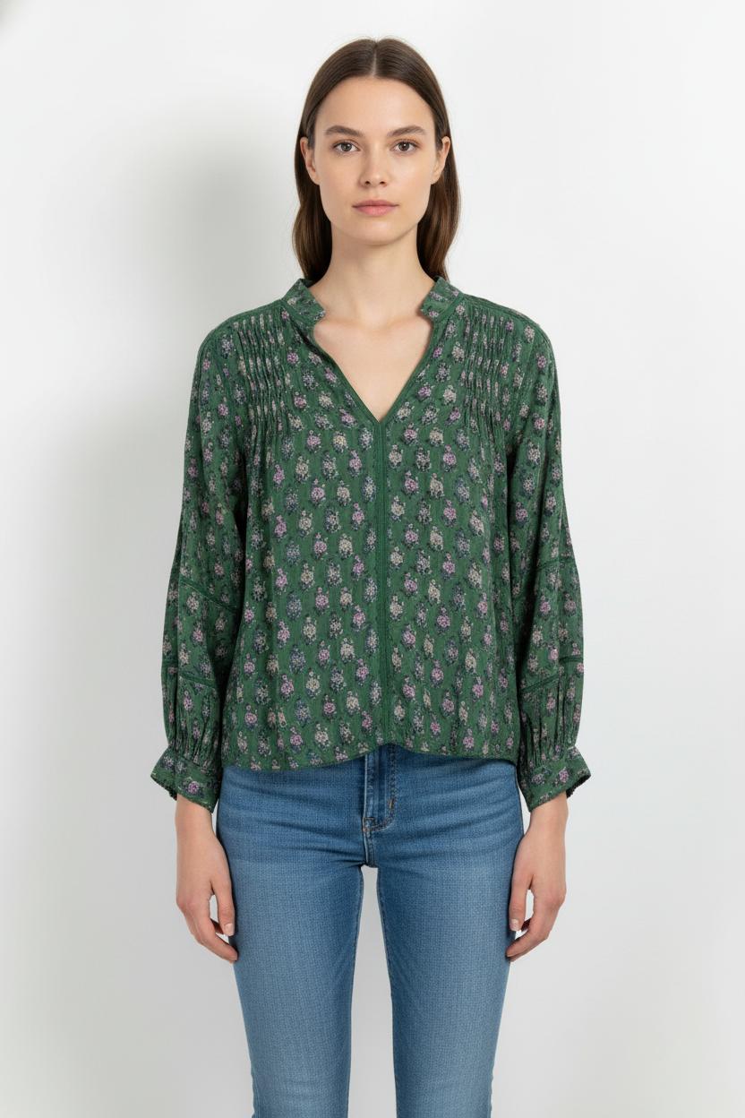 Blouse Verte à Fleurs - Taille S/36 de la marque Maison 123 | PARAD105636 - Vendu par Paradigme - Image 1