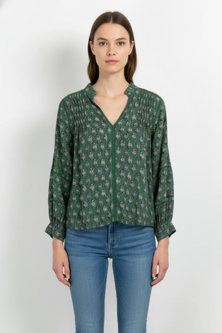 Blouse Verte à Fleurs - Taille S/36 de la marque Maison 123 | PARAD105636 - Vendu par Paradigme - Image 1