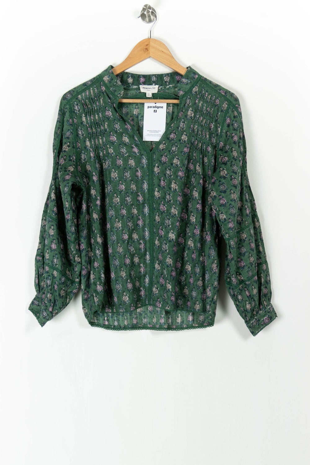 Blouse Verte à Fleurs - Taille S/36 de la marque Maison 123 | PARAD105636 - Vendu par Paradigme - Image 2